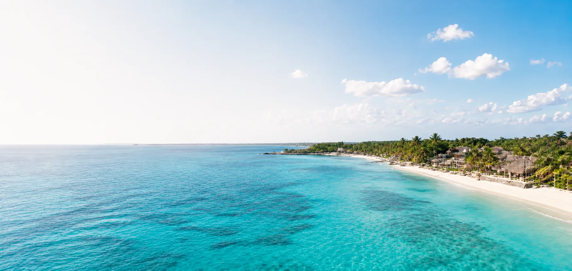 Akumal bay, beaches and palms along the Caribbean