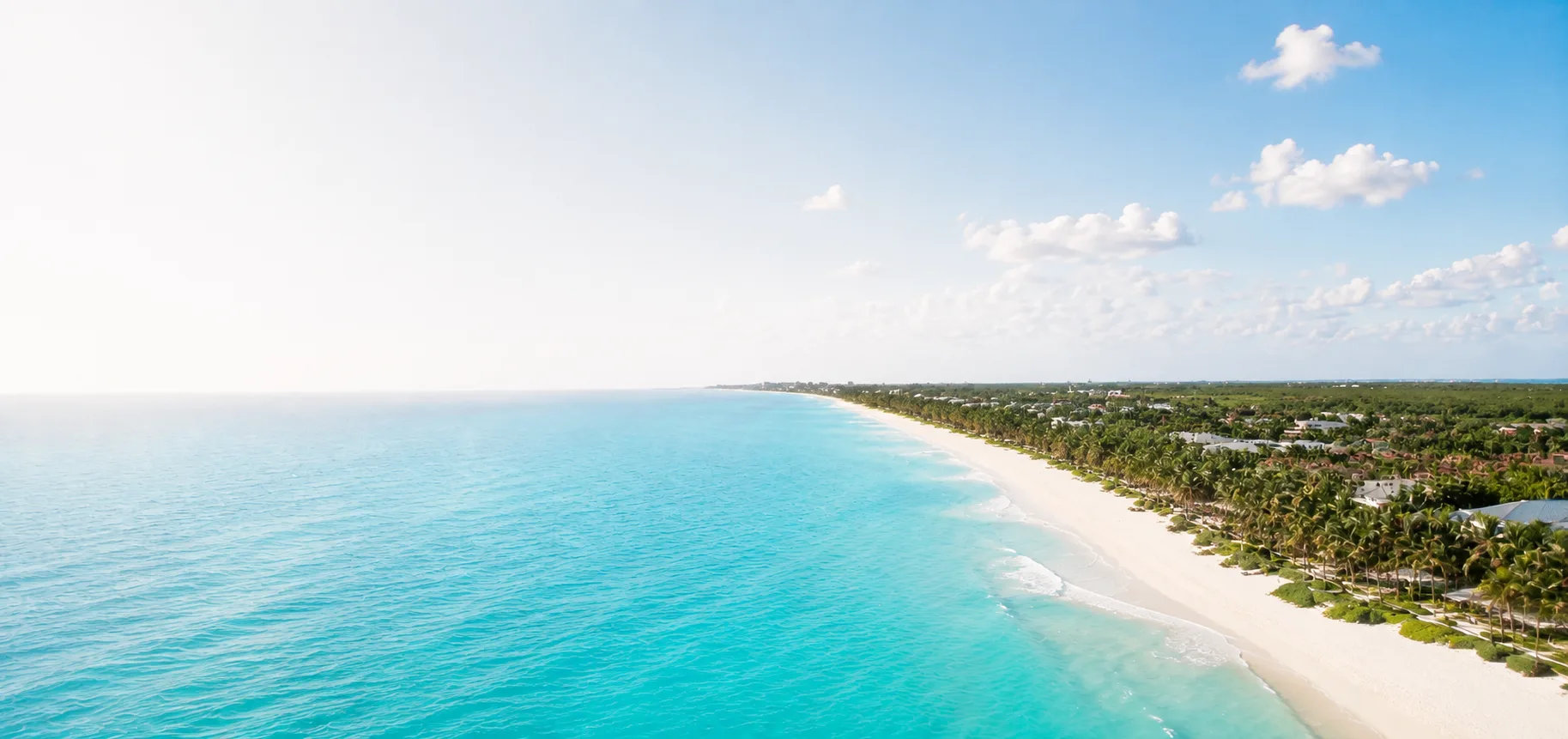 Playa Paraiso coastline between Puerto Morelos and Playa del Carmen
