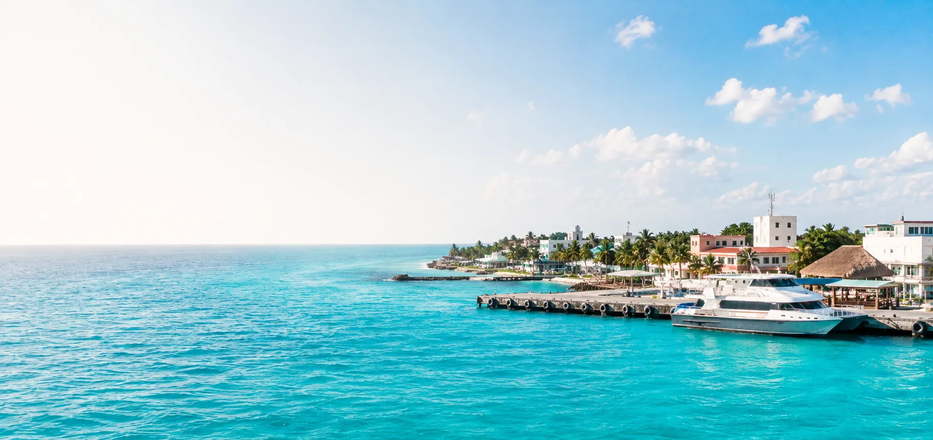 Puerto Juarez coast and passenger pier
