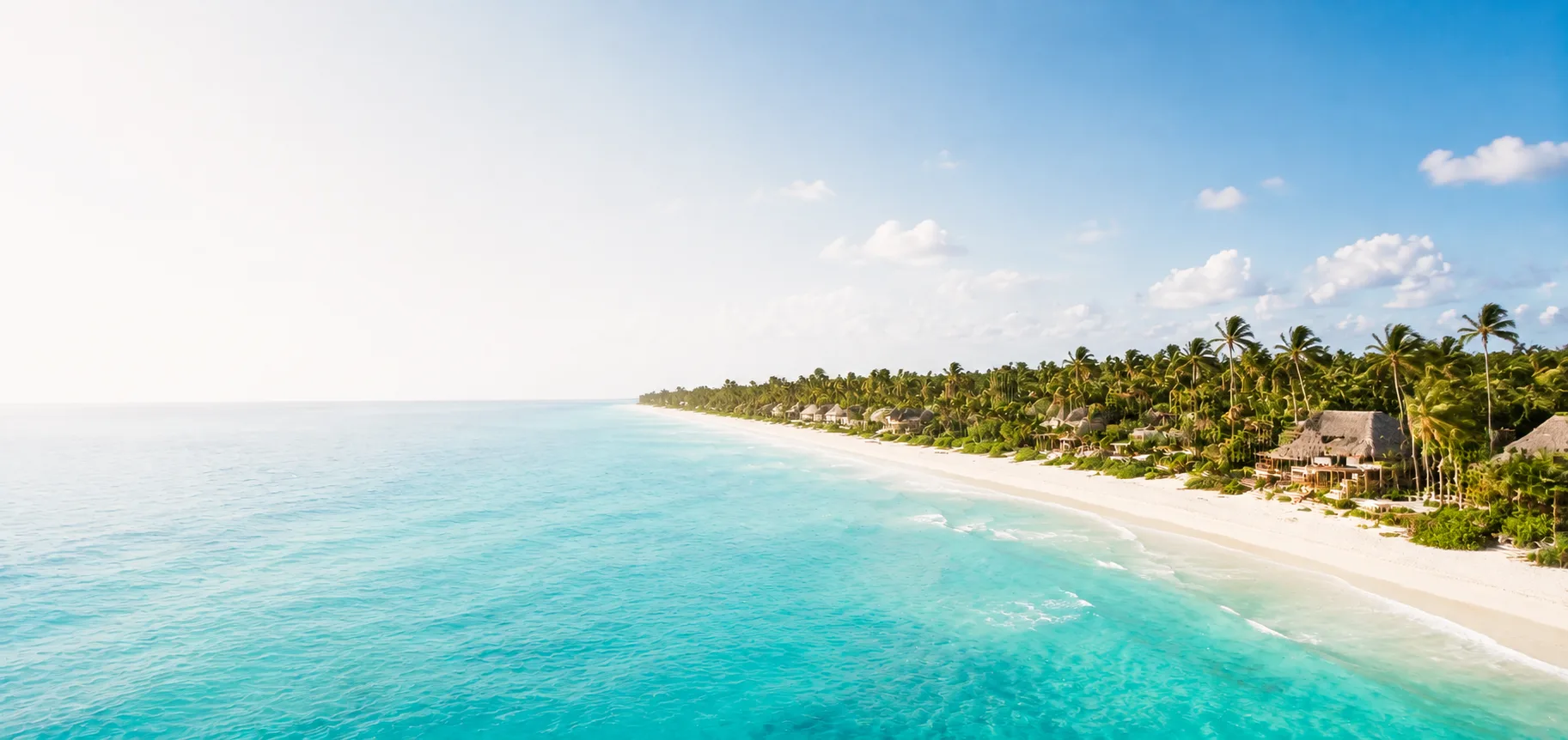 Playa y palmeras de la Zona Hotelera de Tulum